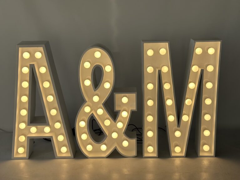 Initials in lights letters